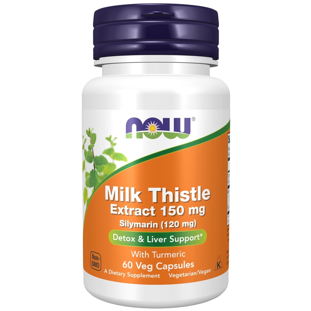 MAINTENANT Aliments suppléments, extrait de chardon de lait silymarin 150 mg avec curcuma, soutient la fonction hépatique*, 60 gélules