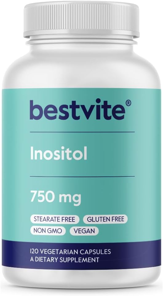 BESTVITE Inositol 750 mg sous forme de Myo Inositol (120 gélules végétariennes) - Pas de stéarate - Vegan - Non OGM - Sans gluten