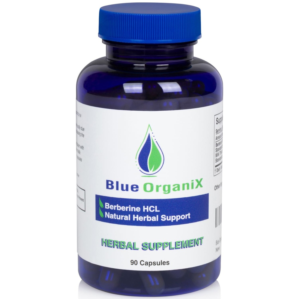 Berberine avec Thistle de lait 500mg Formule HCL supplément complexe avec Silymarin pour une meilleure absorption, 90 Capsules végétariennes, 1 bouteille, soutien sanitaire global