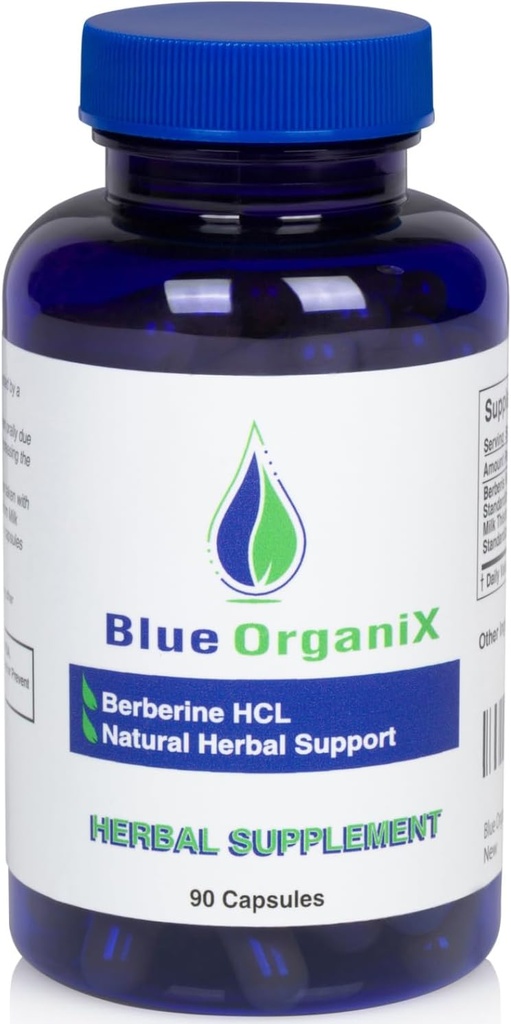 Berberine avec Thistle de lait 500mg Formule HCL supplément complexe avec Silymarin pour une meilleure absorption, 90 Capsules végétariennes, 1 bouteille, soutien sanitaire global
