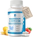 Supplément complexe de magnésium 5-en-1 avec vitamines et extraits à base de plantes, 30 jours d'approvisionnement en glycinate de magnésium Citrate de malate Oxyde de taurate pour l'énergie des muscles calmes Cortisol Balance, végétalien