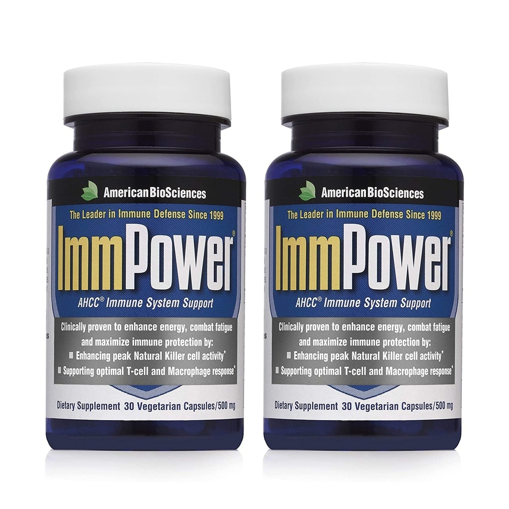 American BioSciences ImmPower (en anglais seulement) Amélioration du soutien immunitaire, de l'activité des cellules tueuses naturelles et de la production de cytokine (en anglais seulement) 30 capsules végétariennes, 500mg de AHCC par gélule (2 pack)