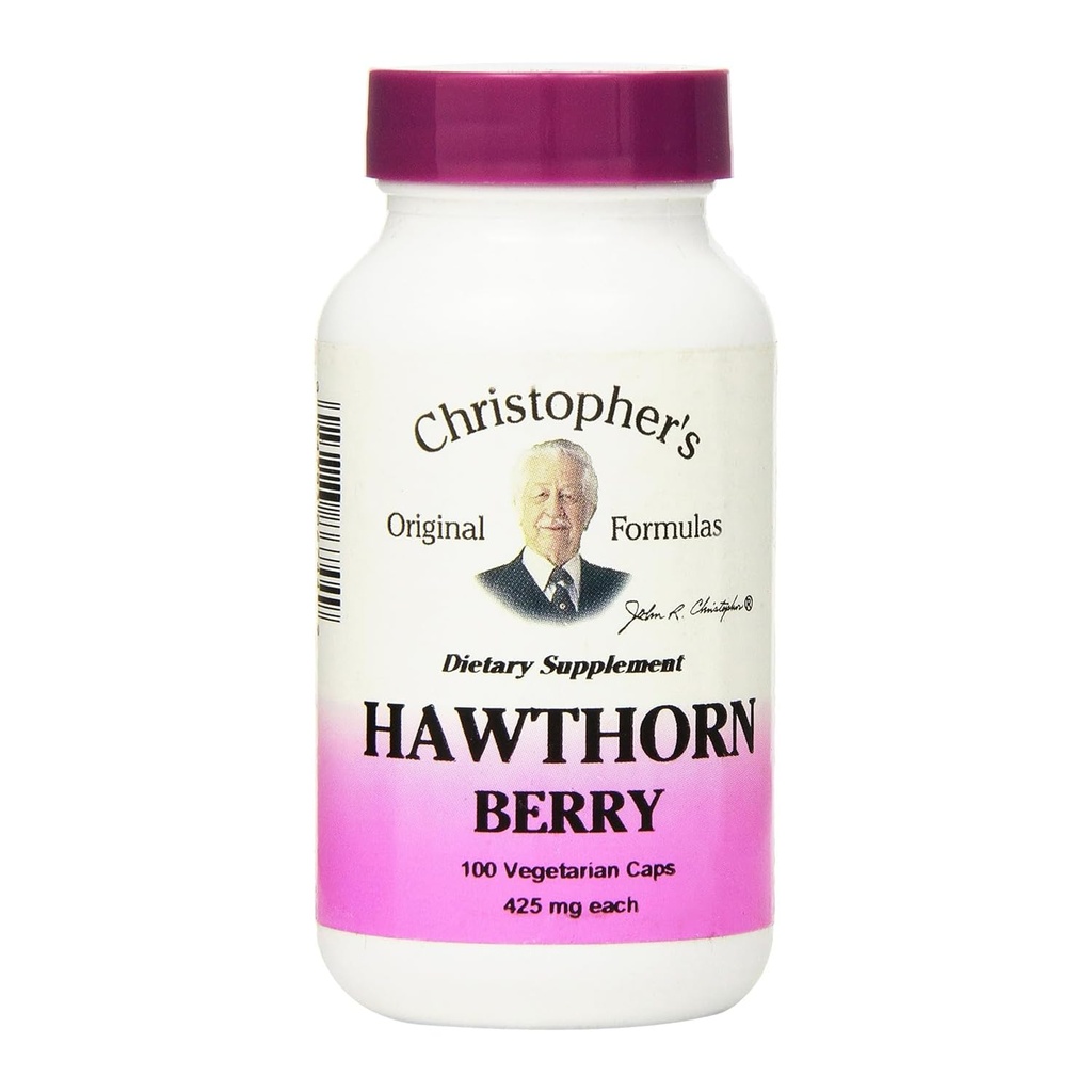 Formules originales de Christopher Hawthorn Berry Capsules, supplément à base de plantes pour le mieux-être cardiaque et cardiovasculaire, 100 capsules
