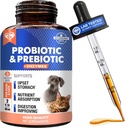 Probiotics & Prebiotics with Enzymes for Dogs and Cats - Digestive Gut Flora Health Pet Food Supplements - Constipation & Diarrhea and Gas Home Remedy - Upset Stomach Relief - Made in USA