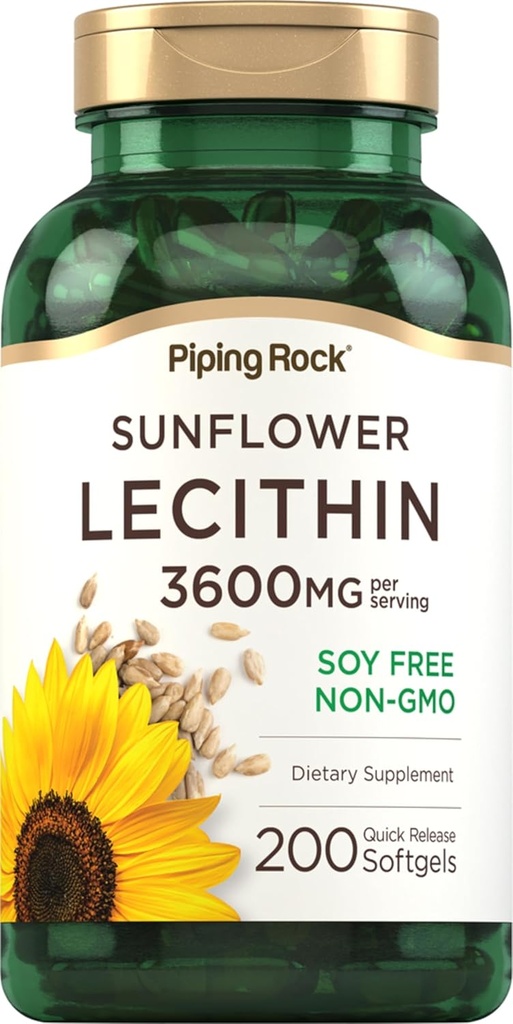 Piping Rock Sunflower Lécithine Softgel Capsules de 3600 mg de 200 Count de Phosphatidylcholine