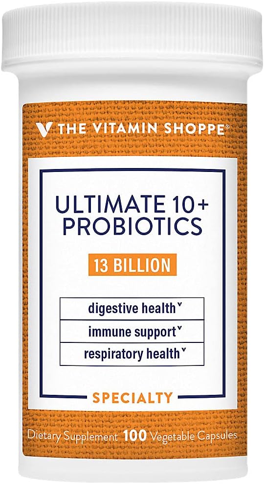 The Vitamin Shoppe Ultimate 10+ Probiotics, 13 Billion CFUs for Digestive Health, Immune Support and Respiratory Health (100 Vegetable Capsule)