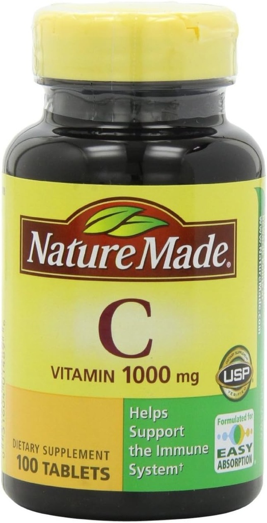 Nature Made Vitamin C 1000 mg Tablets, 100 Count to Help Support the Immune Systemâ€ (Pack of 3)