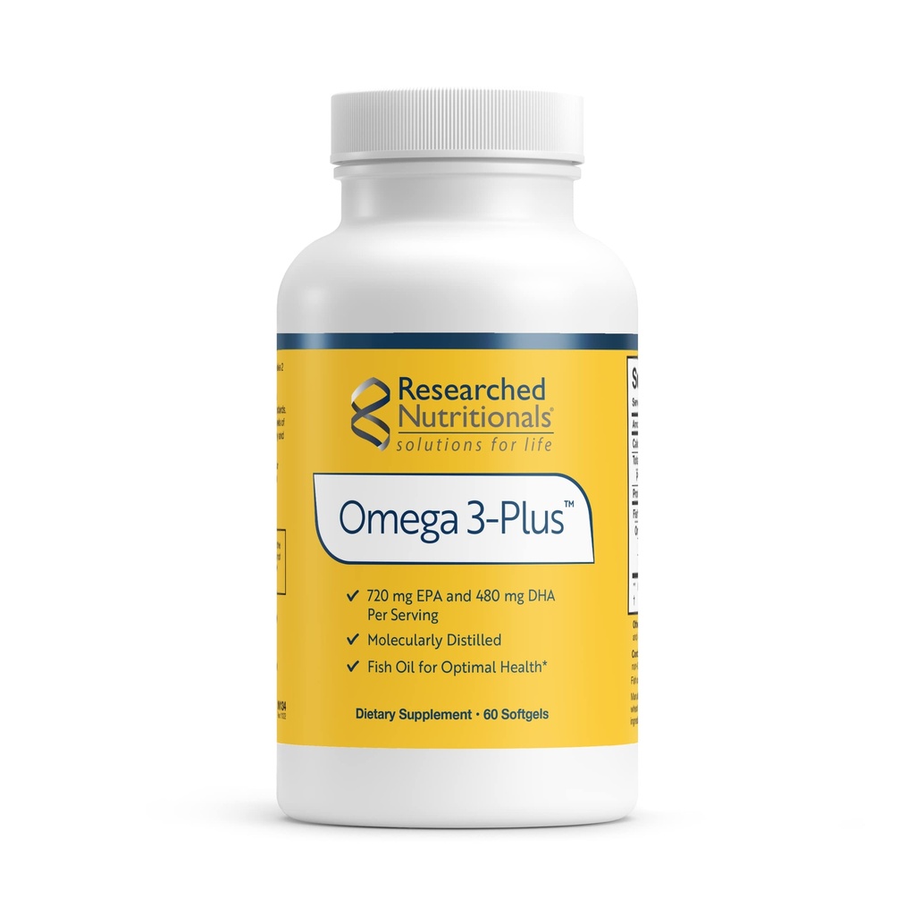 Recherche nutritionnelle Omega-3 Plus Huile de poisson - Supplément EPA DHA Omega 3 pour soutenir la santé cardiovasculaire et cérébrale - Distillé moléculairement pour la pureté et la sécurité (60 Softgels)