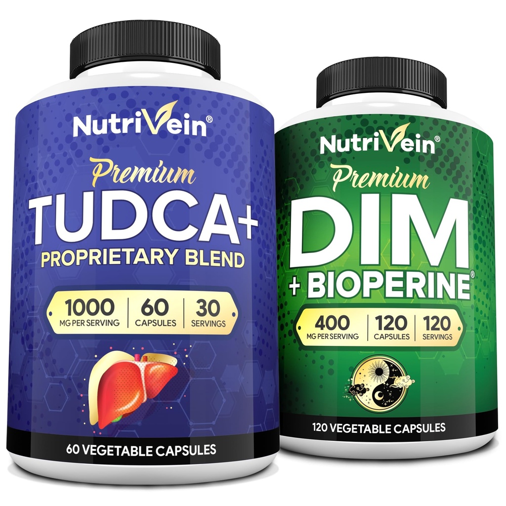 Nutrivein Premium TUDCA et supplément DIM: supplément TUDCA à haute absorption et DIM pour désintoxication, équilibre et bien-être