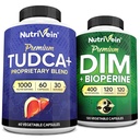 Nutrivein Premium TUDCA et supplément DIM: supplément TUDCA à haute absorption et DIM pour désintoxication, équilibre et bien-être