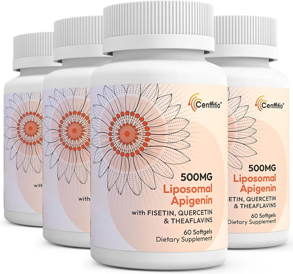 Apigenine liposomale 500mg Softgels - Supplément optimal d'apigenine avec Fisetin, Quercetin et Theaflavins - 8 mois d'approvisionnement