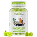 Magnésium complexe Gommies pour adultes: Supplément triple Magnésium avec Magnésium Glycinat Malate Taurat pour hommes Femmes Soutien Sommeil Mood Bones équilibrés Muscle Santé Sans sucre Bio 60CT