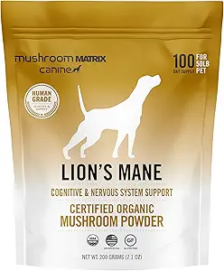 Om Mushroom Matrix Lion, supplément de Poudre de Champignon, fournit un soutien cognitif et un soutien digestif holistique pour les chiens et les chats, 200 Grams, 7,1 oz