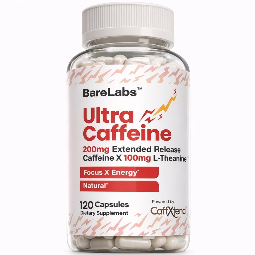 Pilules de caféine à libération prolongée + caféine L-Theanine + supplément Focus & Energy + Pas de jitters, pas de crash + naturel - 120 capsules