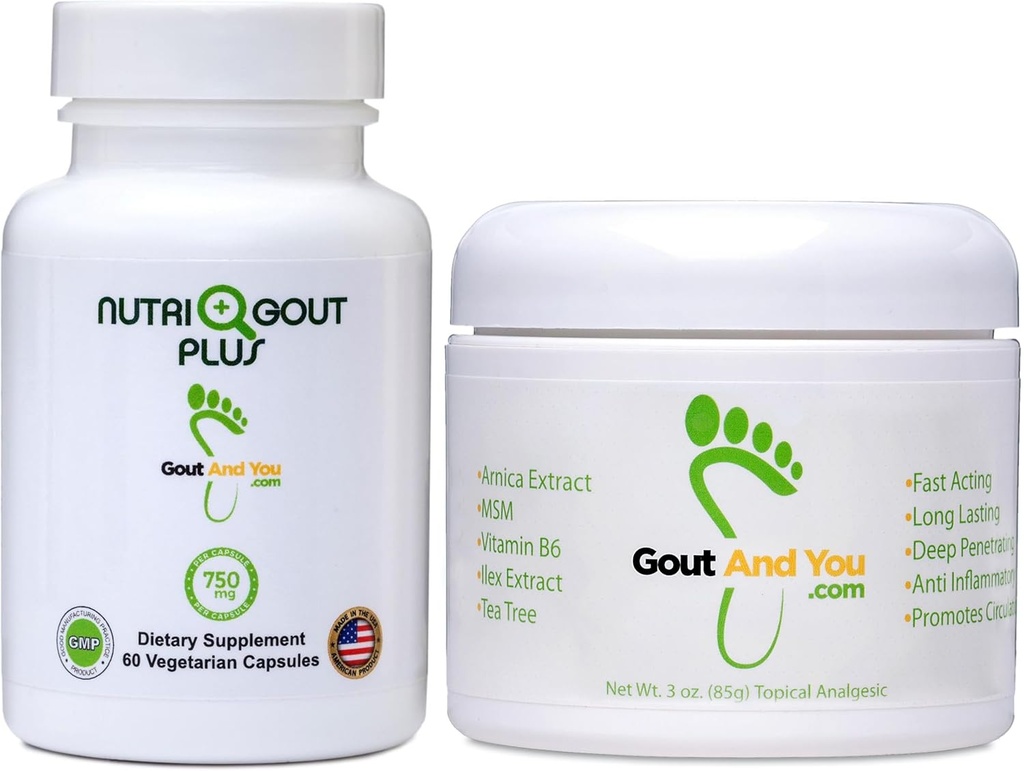 NutriGout Plus Uric Acid Support and Therapeutic Relief Topical Cream avec Arnica Extract