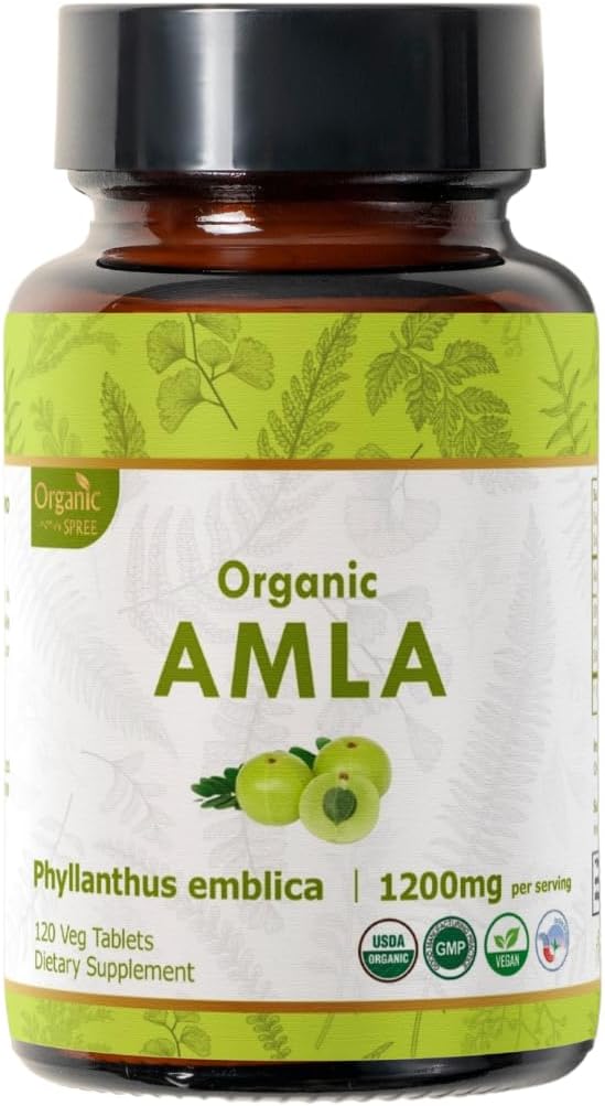 Comprimés Amla 120 – Gooseberry indien biologique USDA – Riche en vitamine C et soutient la santé immunitaire*