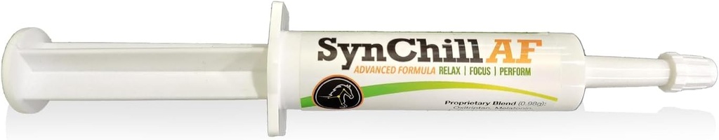 SynChill AF Gel calmant pour Chevaux Nerveux - Un service unique - Formule avancée avec L-Theanine, Augmentation de la puissance, Supplément 100% naturel, Disposition et confiance pour Chevaux