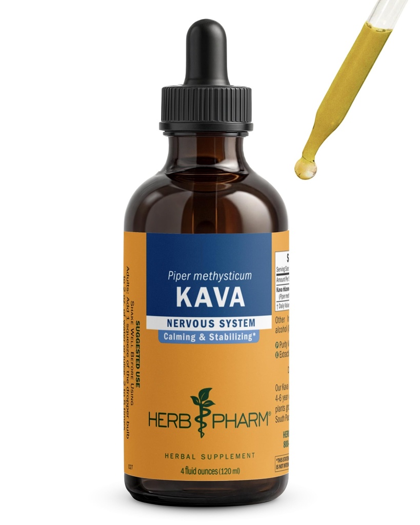 Extrait liquide de racine de kava biologique pour le stress et la relaxation: Extrait de kava végétalien, Teinture de kava non-OGM pour l'humeur calme et relaxante, sans gluten, 4 Oz.