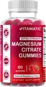 Vitamatic Extra Strength Magnesium Gummies – 255 mg (Elemental Magnesium) per Serving – 60 Vegan Gummies Supports Relaxation, Muscle & Nerve Function, Bone Health & Energy Production
