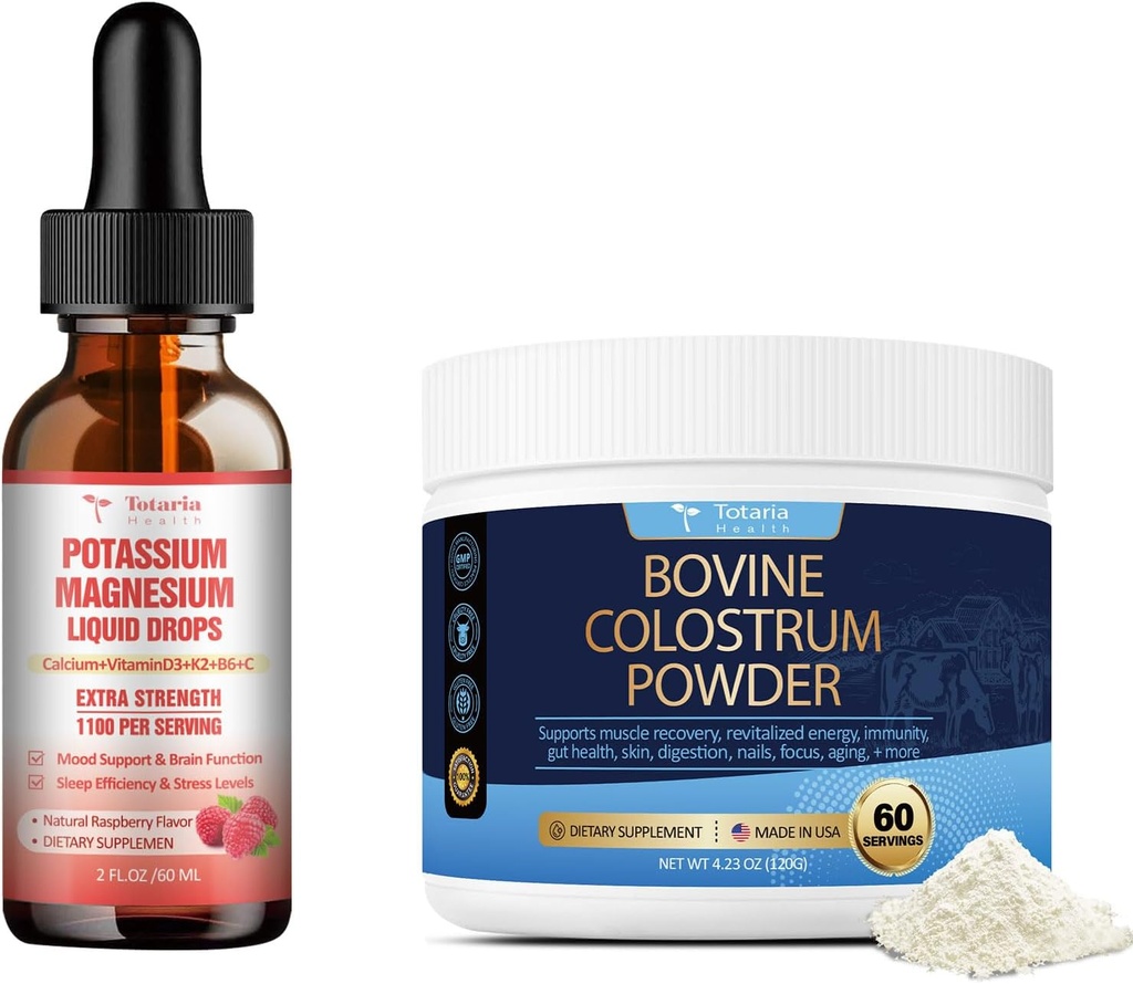 Potassium Magnésium gouttes liquides + Poudre de supplément de colostrum bovine
