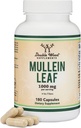 Double Wood Suppléments Mullein Leaf Capsules 10 000 mg Strength, 180 Capsules Vegan sans remplissage, soutient la santé pulmonaire et respiratoire