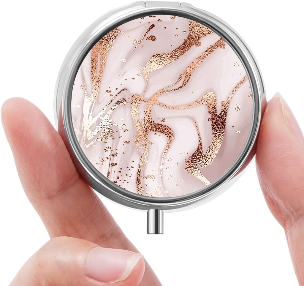 Mini boîte à pilules, petite boîte à pilules, boîte à pilules portable, organisateur de pilules mignons pour les vitamines, les médicaments, l'huile de poisson et les suppléments (marbre doré)