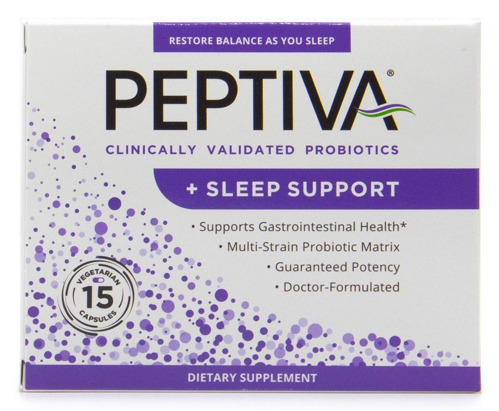 Peptiva 26 Million CFU Probiotique et soutien du sommeil - Probiotique multitrain validé cliniquement - Lactobacillus et Bifidobacterium, Mélatonine - 15 Compte