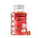 Vitamine sans sucre Vitamine A 25000 UI Gommies (Palmitate de rétinyle) - Saveur naturelle aux fraises - 120 Gommies à base de pectines (1 bouteille)
