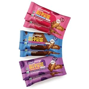 Sweet Noits, Variété Pack: Chocolat, Cinnamon de pomme, et Raisine d'avoine, USDA Bio Nut Bites Protein 6-2 Bite Valeur Packs (2 de chaque saveur) - Pas de sucre ajouté