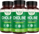 Nested Naturals Bitartrate de Choline 500mg de supplément de Choline de haute puissance soutient la performance cognitive et la fonction hépatique.