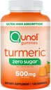Qunol Zero sucre gummies curcuma, Gummy avec 500mg curcumine curcuma curcuma curcuma curcuma curcuma curcuma, supplément de soutien joint, ultra haute absorption curcuma tucuma curcuma, végétarien, sans gluten, 120 comte