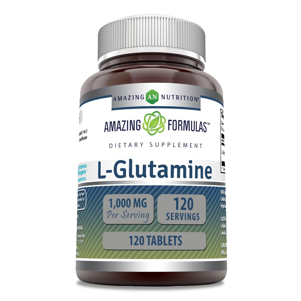 Formules étonnantes L Glutamine 1000 Mg Comprimés de l'acide amino supplément pour les hommes et les femmes , non-OGM , sans gluten