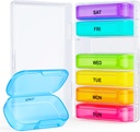 ZIKEE 7 Packs Extra Large Pill Organizer, Portable Pill Box 7 Day pour Pocket, Purse, hebdomadaire Pill Case avec la conception de la double protection, Pill Container pour les médicaments, Vitamine, Huile de poisson, Supplément