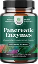Pancréatine Enzymes digestifs Digestion pour la santé des intestins - Enzymes digestifs pancréatiques pour les femmes et les hommes avec protéase, lipase et Amylase - Bloose, santé de l'estomac, graisse, glucides et protéines - 60 Compte
