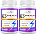 ZELSO (2 Pack K3 Mineral Weight Loss Pills pour femmes et hommes, K3 Mineral Pills - K3 Sel Mineral, Vitamine + K3 Capsules Supplément pour Keto Weight Loss - 2 mois d'approvisionnement
