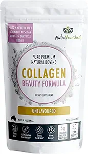 Nutra Nourri Formule de beauté collagène non aromatisée - Le secret de la peau glorieuse et jeune - Collagen Peptides pour la santé de la peau - Supplément collagène pour le vieillissement en santé (225g)