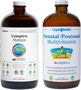 LIQUIDHEALTH Ensemble complet de vitamines liquides multiples et prénatales/postnatales - Multivitamines quotidiennes adultes pour hommes et femmes, soutien immunitaire, vitamines de grossesse pour maman et bébé - USA Made, Vegan