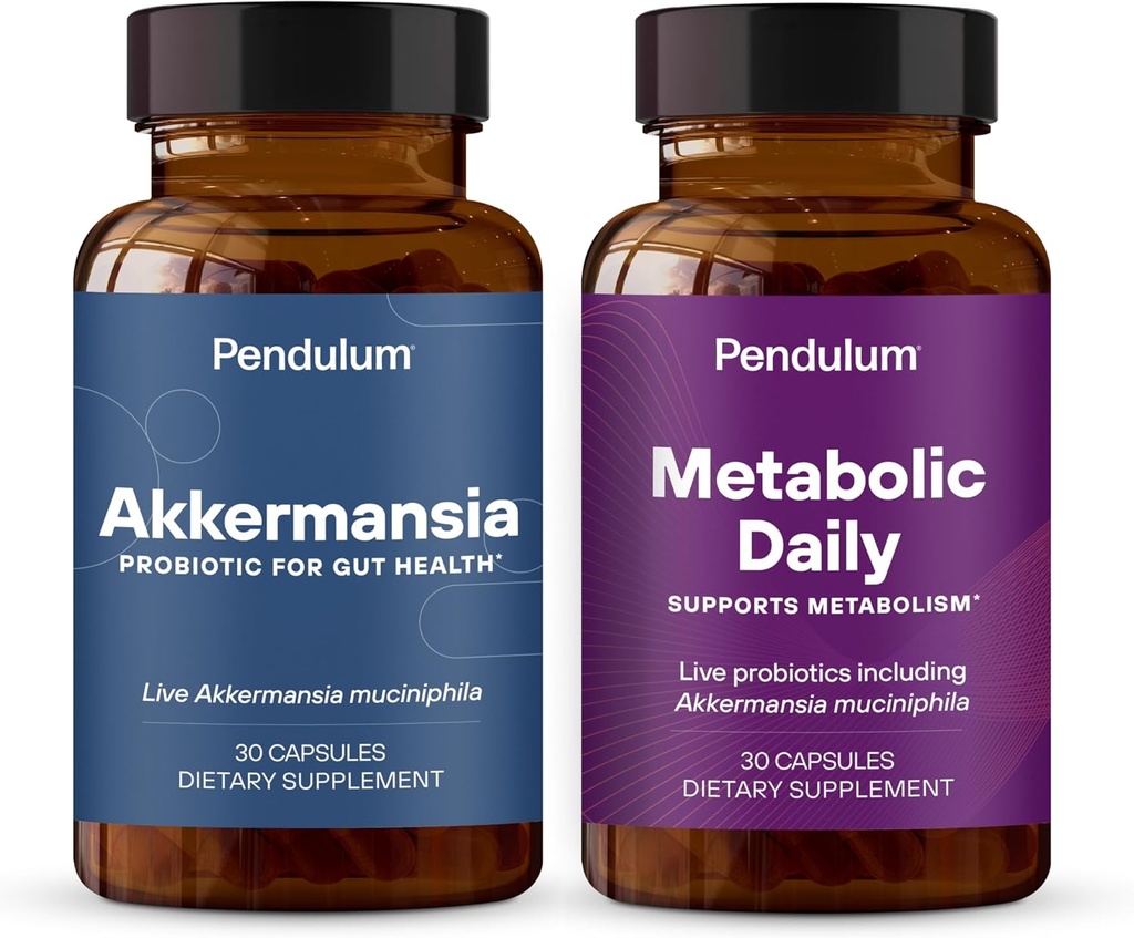 Pendulum Akkermansia & Metabolic Daily Bundle - Suppléments probiotiques vivants renforcer le doublage Gut, soutenir la production GLP-1, soutient le métabolisme