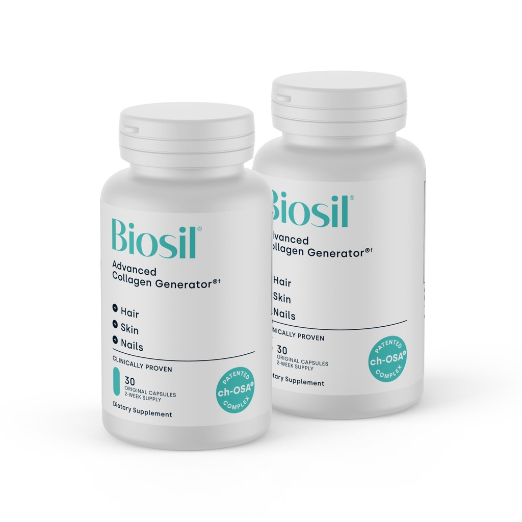 Biosil Collagen Booster Supplément - 30 Capsules originales, Pack de 2 - Activateur breveté ch-OSA pour la peau, les cheveux, les ongles et les articulations - Supporte la production naturelle - 30 jours d'approvisionnement