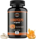 Supplément diététique bio Cordyceps - Boost énergétique naturel et soutien respiratoire avec Cordyceps Militaris, cliniquement soutenu, sans OGM et sans allergène
