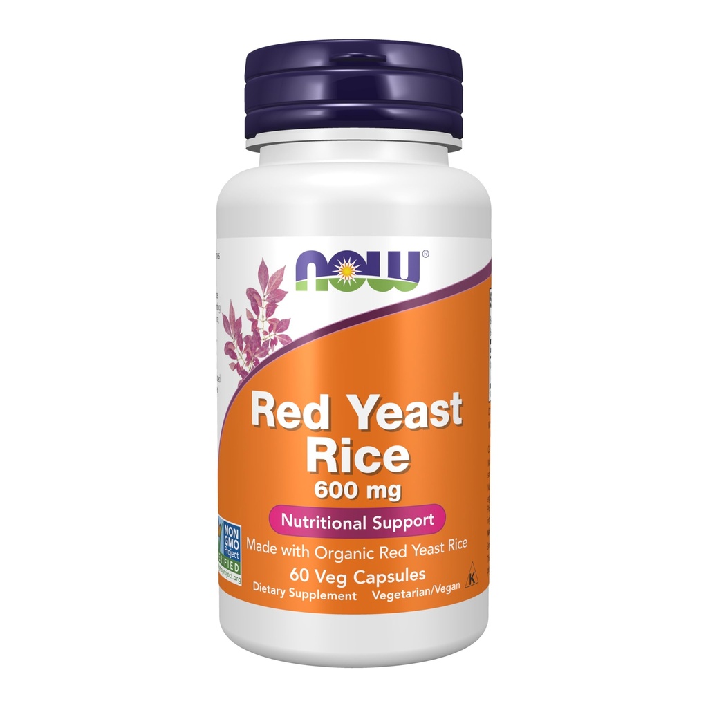 MAINTENANT Compléments alimentaires, Riz de levure rouge 600 mg, avec du riz de levure rouge biologique, 60 capsules de légumes