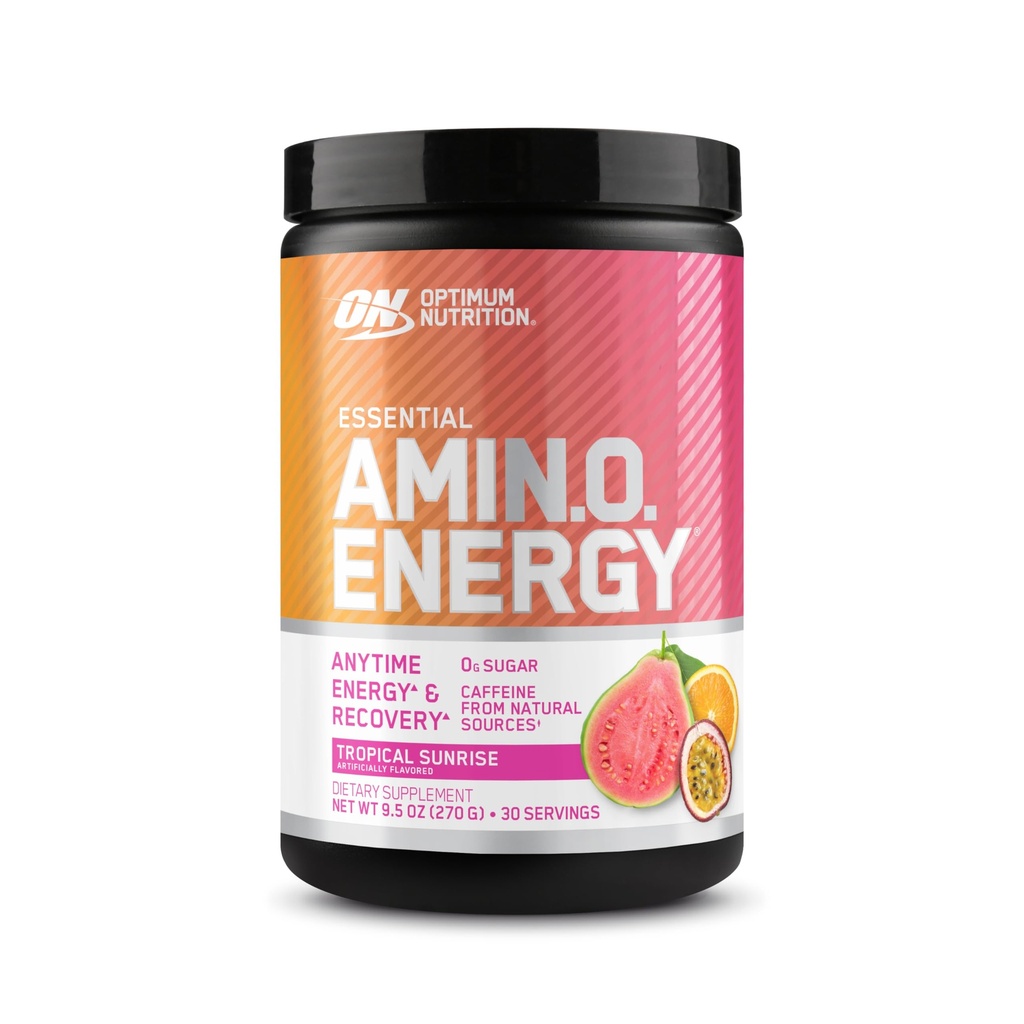 Optimum Nutrition New Flavor Amino Energy - Pré-entraînement avec le thé vert, BCAA, acides aminés, Keto Friendly, extrait de café vert, poudre d'énergie - lever de soleil tropical, 30 portions (emballage mai Vary)
