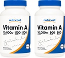 Nutricost vitamine A 10 000 UI, 500 softgels (2 bouteilles)