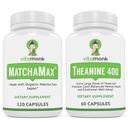 VitaMonk MatchaMax Capsules de Matcha & L-Theanine 400mg - Boost Energy and Improve Focus Bundle