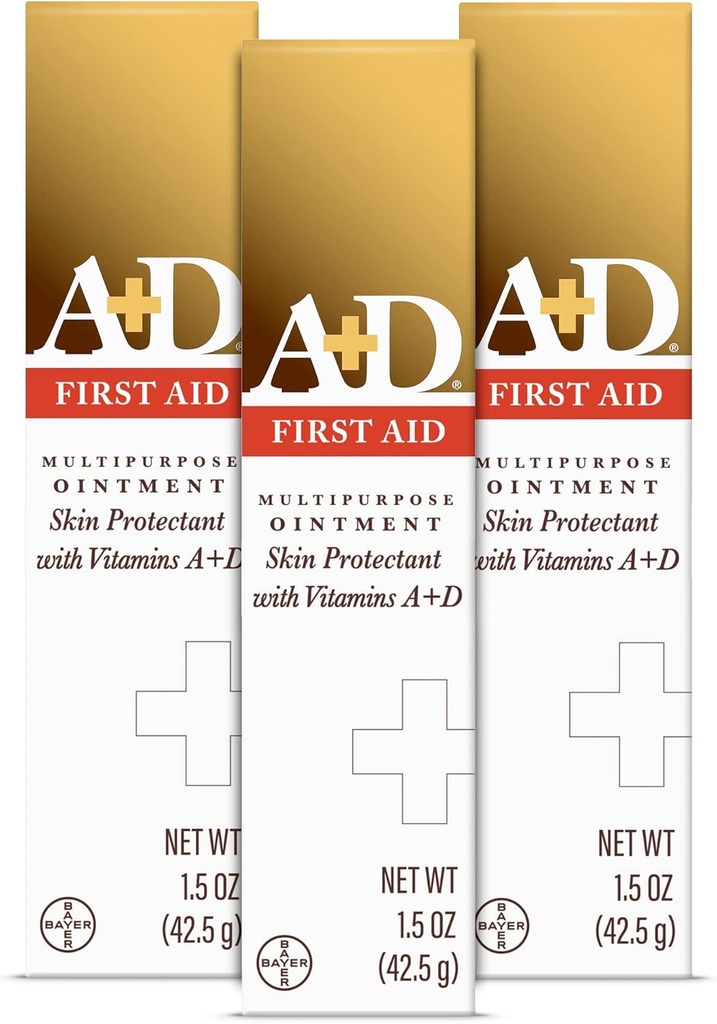 A+D Onguent de premiers soins, hydratant sec polyvalent et protecteur de la peau, 1,5 oz (paquet de 3)