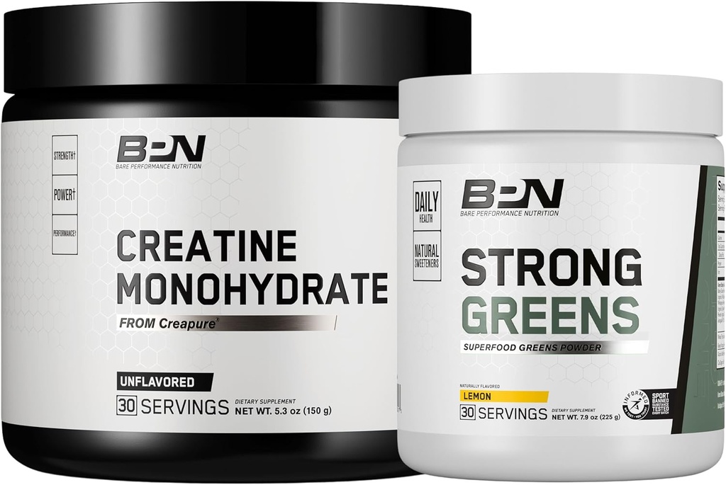 BARE PERFORMANCE NUTRITION BPN Créatine Monohydraté et vert fort Bundle