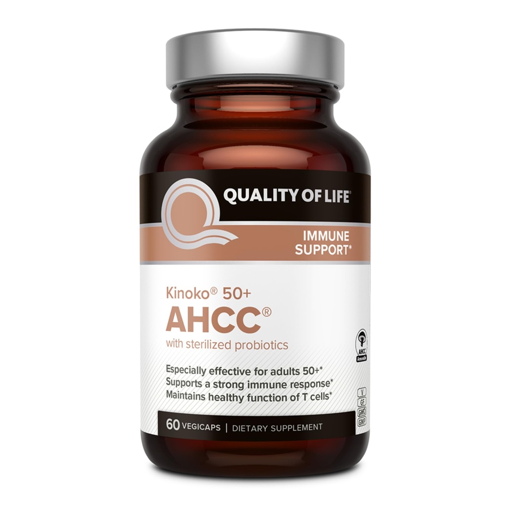 Qualité de vie AHCC 50+ avec AHCC et Lac-Shield pour le support immunitaire