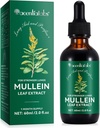 Gouttes de Mullein pour les poumons 2 Fl Oz - Extrait de feuille de Mullein pour les poumons avec de la chlorophylle - Supplément à base de plantes naturelles pour le nettoyage pulmonaire, le soutien respiratoire, stimule l'immunité, le bien-être digestif