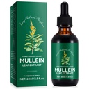 Gouttes de Mullein pour les poumons 2 Fl Oz - Extrait de feuille de Mullein pour les poumons avec de la chlorophylle - Supplément à base de plantes naturelles pour le nettoyage pulmonaire, le soutien respiratoire, stimule l'immunité, le bien-être digestif