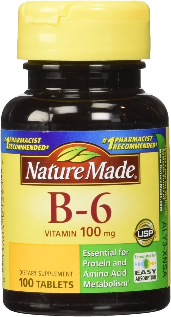 Nature Made Vitamin B-6 100 Mg, Tablets, 100-Count (Pack of 2)